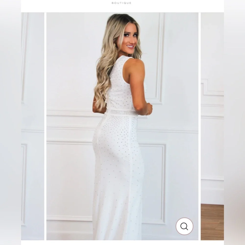 Symphony White One-Shoulder Dress with Slit - Picture 2 of 14